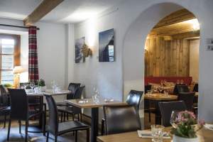 Inside dining room Flocons Village Restaurant Megève Centre Emmanuel Renaut